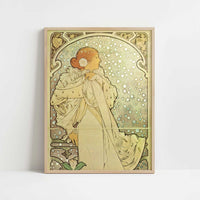 La Dame aux Camelias (1896) by Alphonse Mucha – Art Print - Art print in oak frame