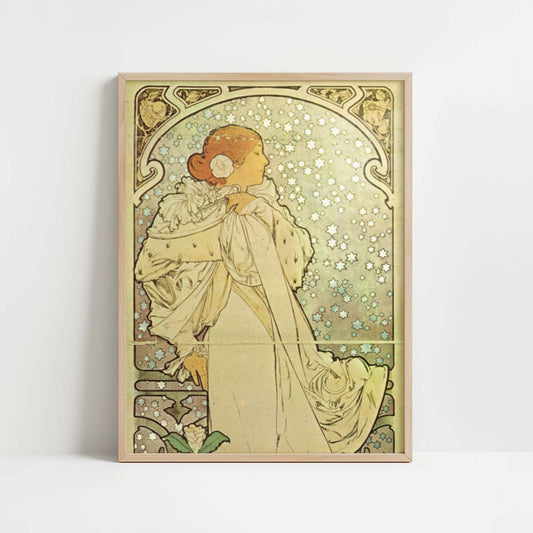 La Dame aux Camelias (1896) by Alphonse Mucha – Art Print - Art print in oak frame