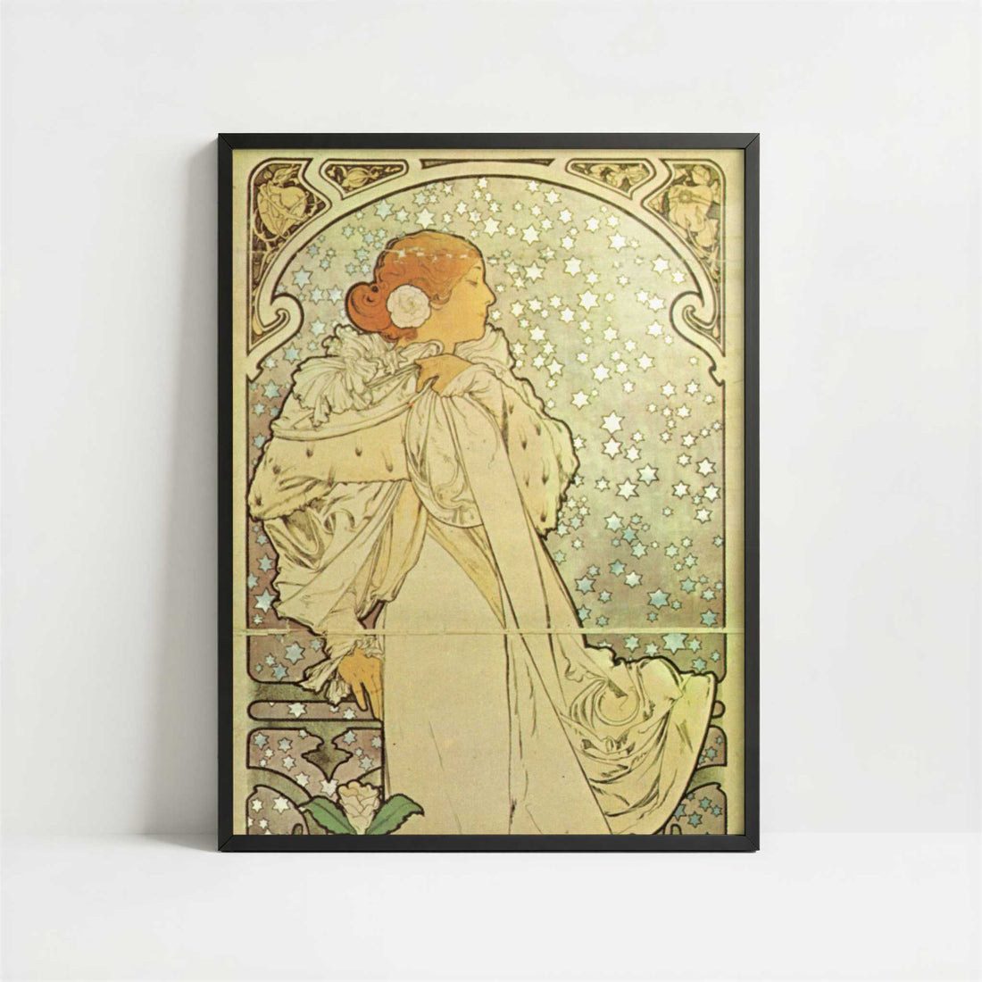 La Dame aux Camelias (1896) by Alphonse Mucha – Art Print - Art print in black frame