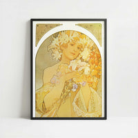 La Fleur (1897) by Alphonse Mucha – Art Print - Art print in black frame