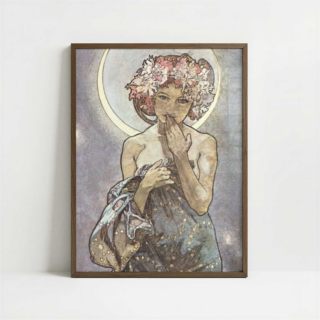 La Lune (1902) by Alphonse Mucha – Art Print - Art print in dark wood frame