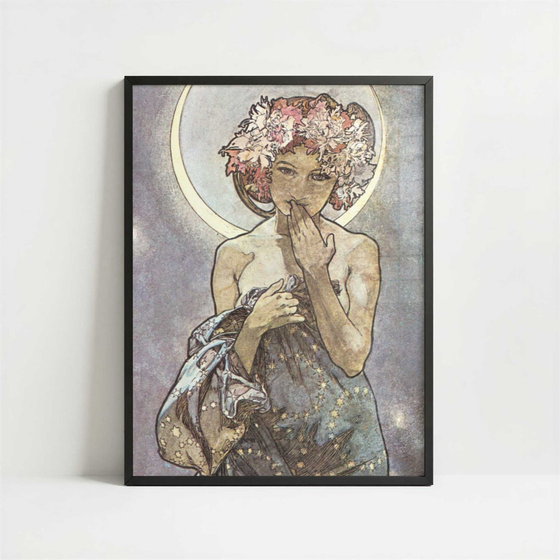 La Lune (1902) by Alphonse Mucha – Art Print - Art print in black frame