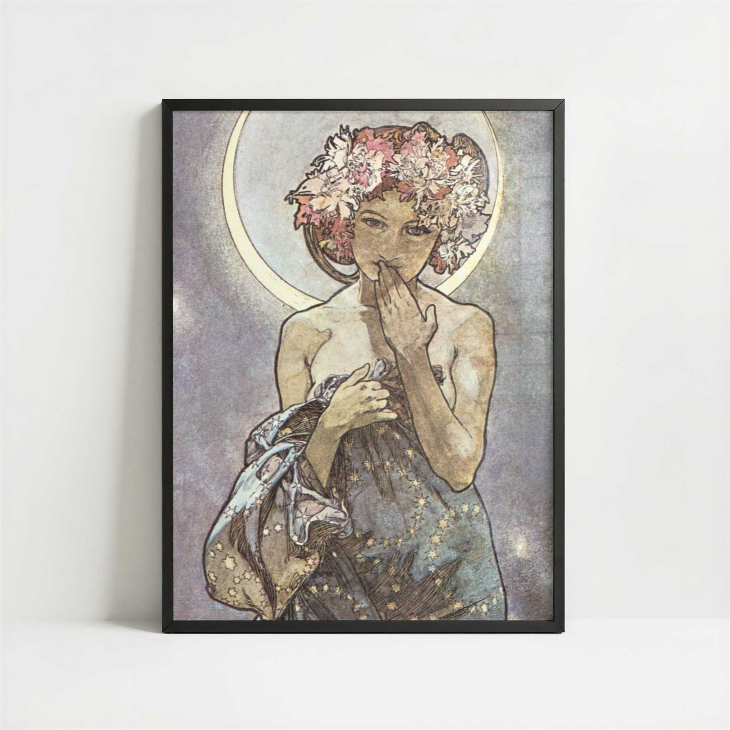 La Lune (1902) by Alphonse Mucha – Art Print - Art print in black frame