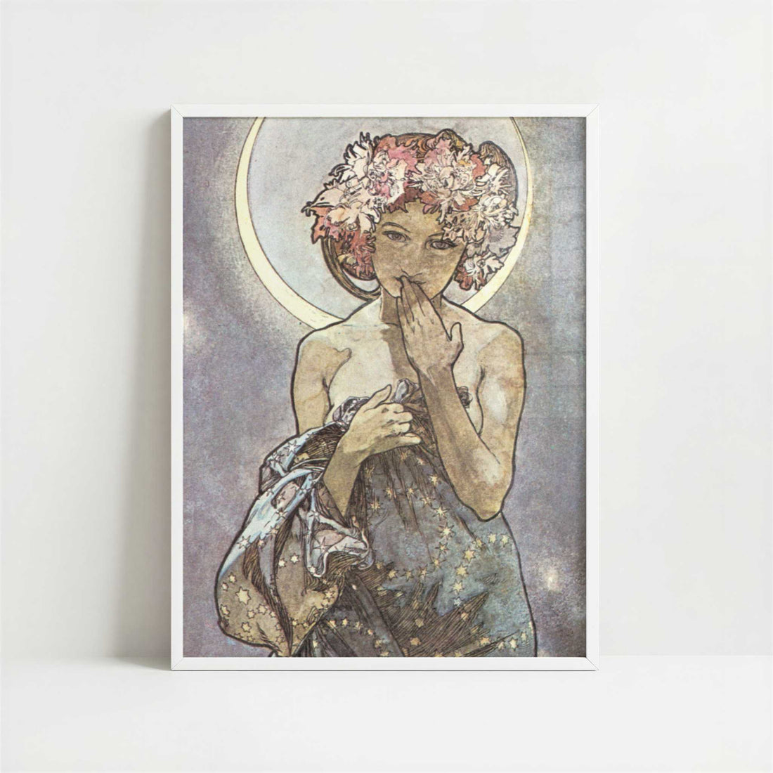 La Lune (1902) by Alphonse Mucha – Art Print - Art print in white frame