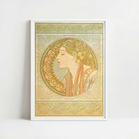 Laurel (1901) by Alphonse Mucha – Art Print - Art print in white frame