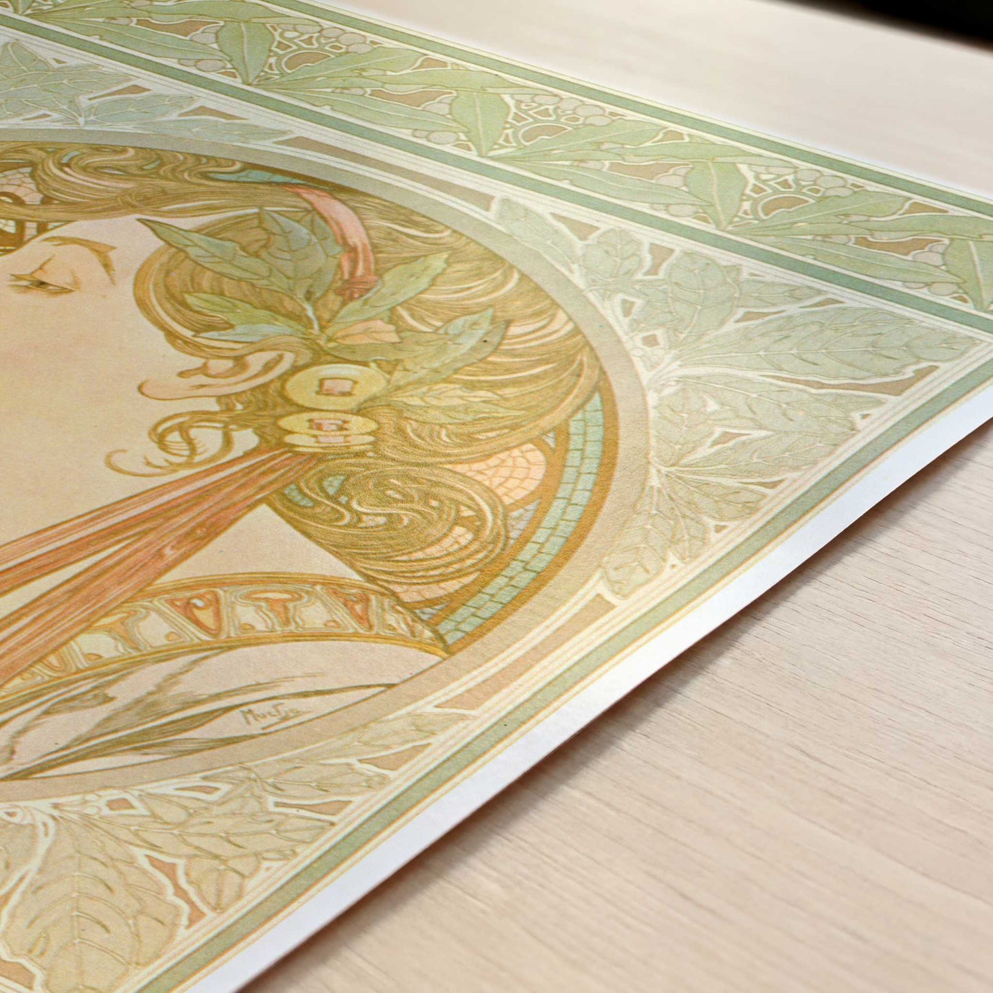 Laurel (1901) by Alphonse Mucha – Art Print - Close-up detail of the art print