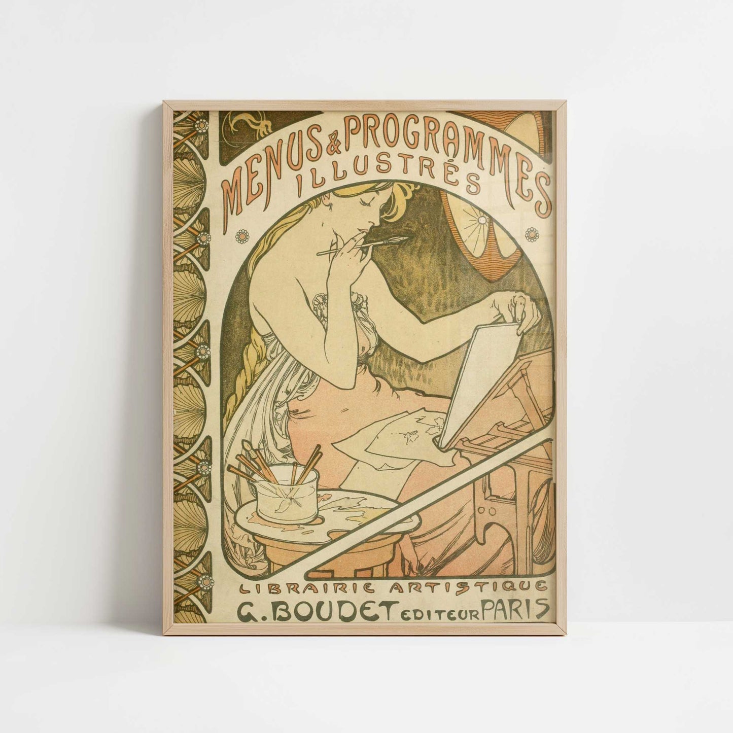 Les Menus & Programmes Illustrés (1898) by Alphonse Mucha – Art Print - Art print in oak frame