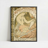 Les Menus & Programmes Illustrés (1898) by Alphonse Mucha – Art Print - Art print in black frame