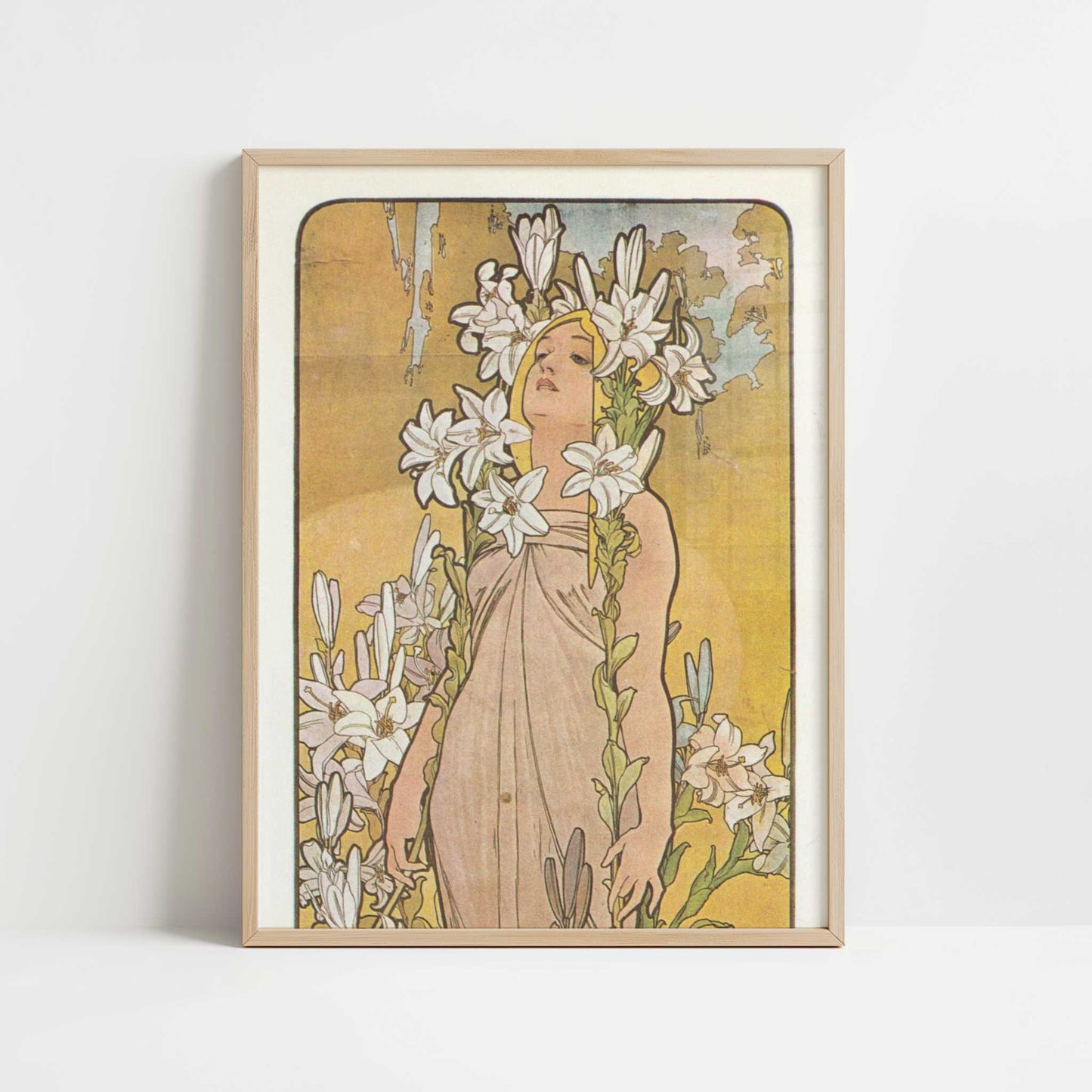 Lily (1897) by Alphonse Mucha – Art Print - Art print in oak frame