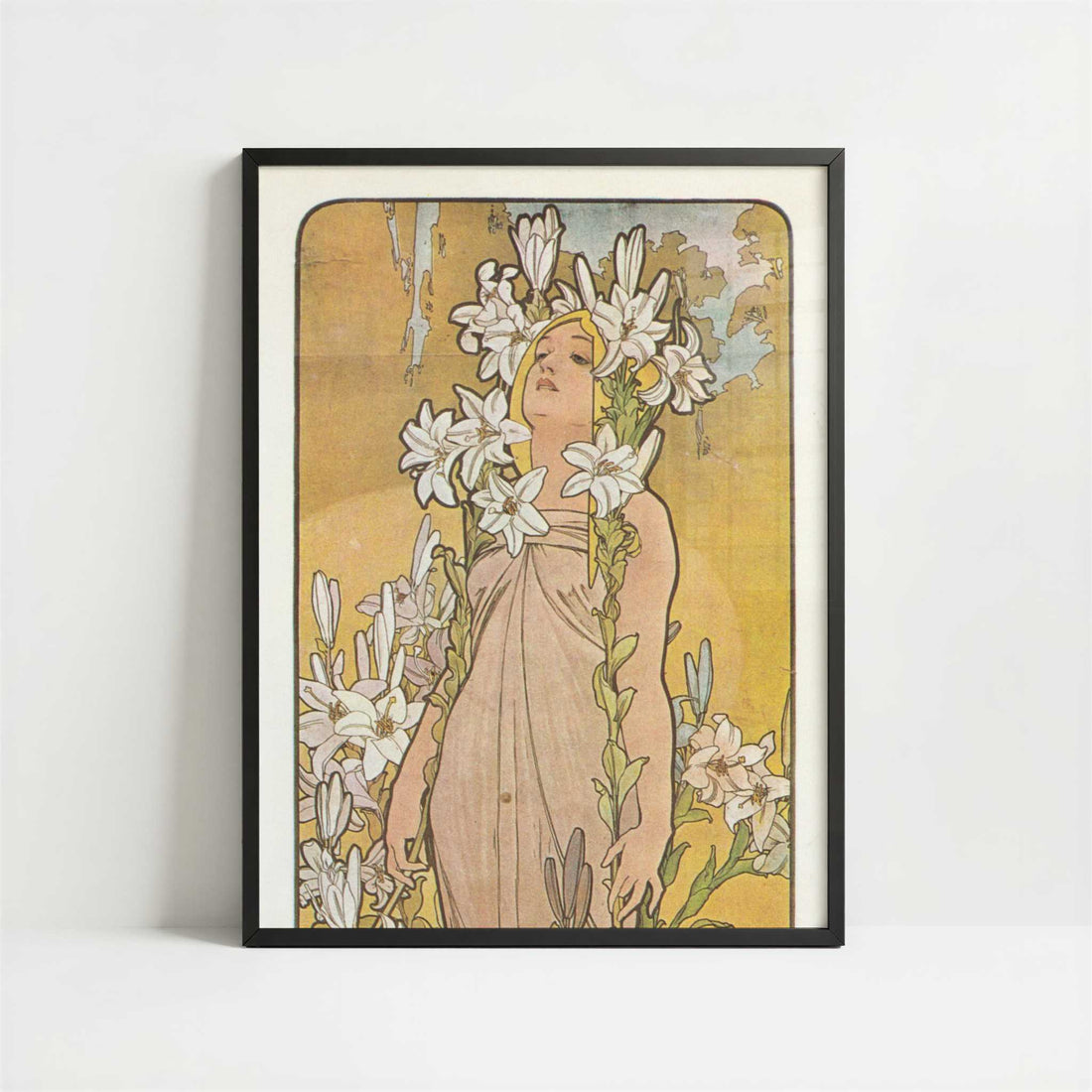 Lily (1897) by Alphonse Mucha – Art Print - Art print in black frame