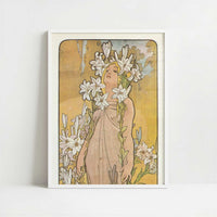 Lily (1897) by Alphonse Mucha – Art Print - Art print in white frame