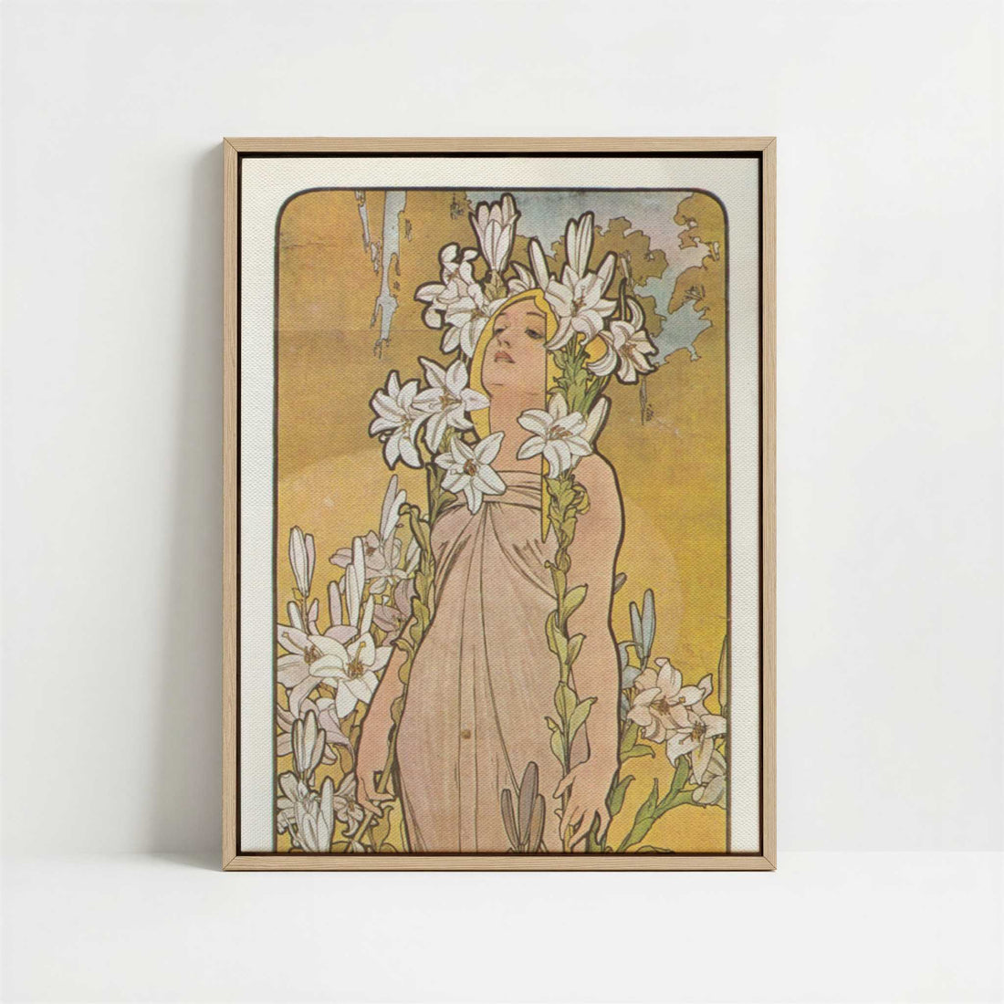 Framed Canvas - Framed canvas in oak color frame