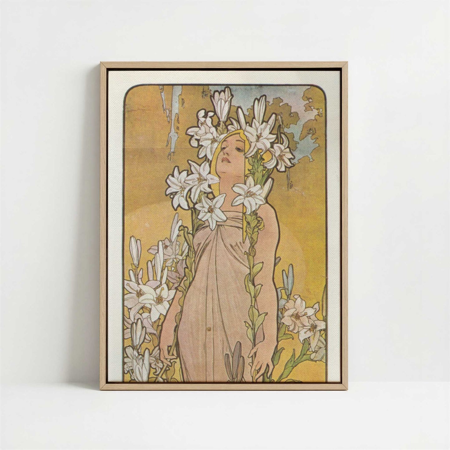 Framed Canvas - Framed canvas in oak color frame
