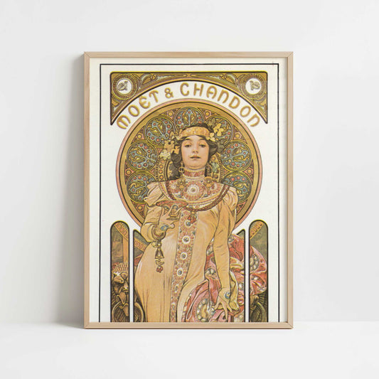 Moet & Chandon Imperial (1899) by Alphonse Mucha – Art Print - Art print in oak frame