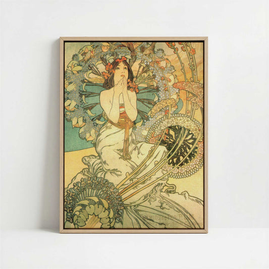 Framed Canvas - Framed canvas in oak color frame