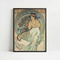 Music (1898) by Alphonse Mucha – Art Print - Art print in black frame