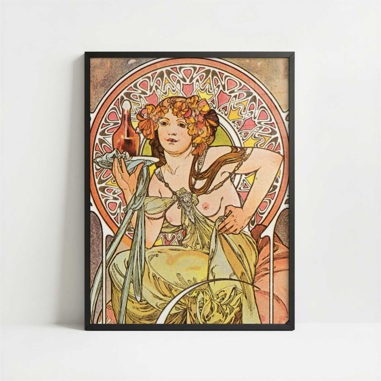 Nectar (1899) by Alphonse Mucha – Art Print - Art print in black frame