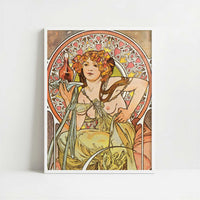 Nectar (1899) by Alphonse Mucha – Art Print - Art print in white frame
