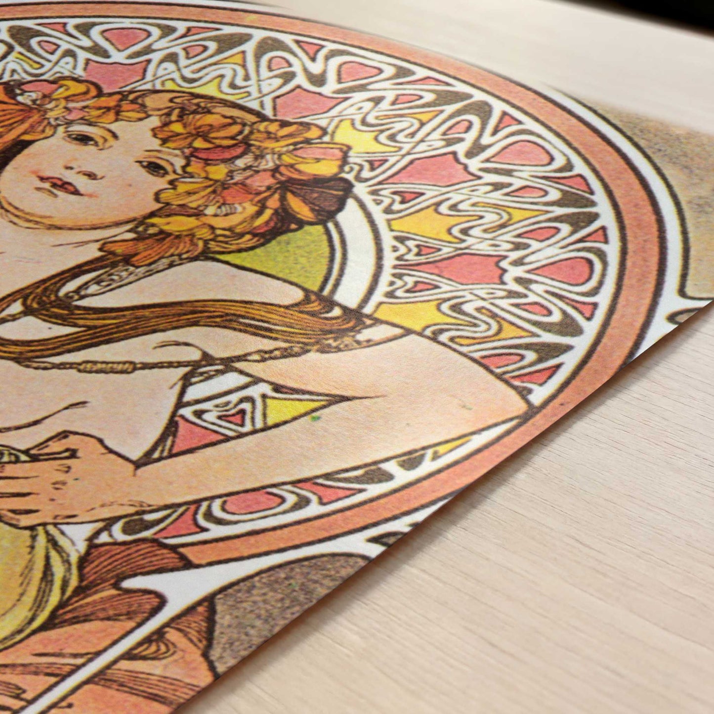 Nectar (1899) by Alphonse Mucha – Art Print - Close-up detail of the art print