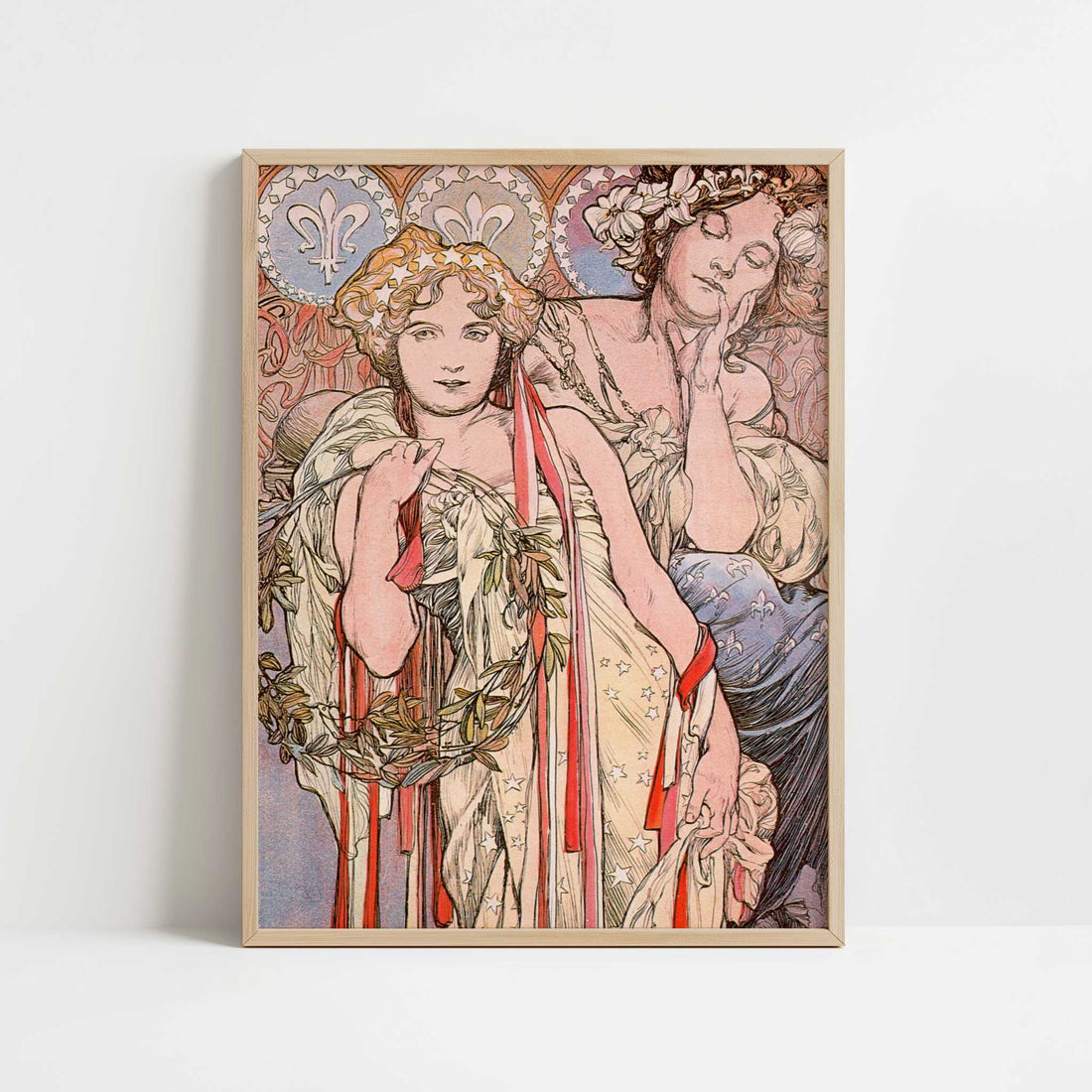 New York Daily News (1904) by Alphonse Mucha – Art Print - Art print in oak frame
