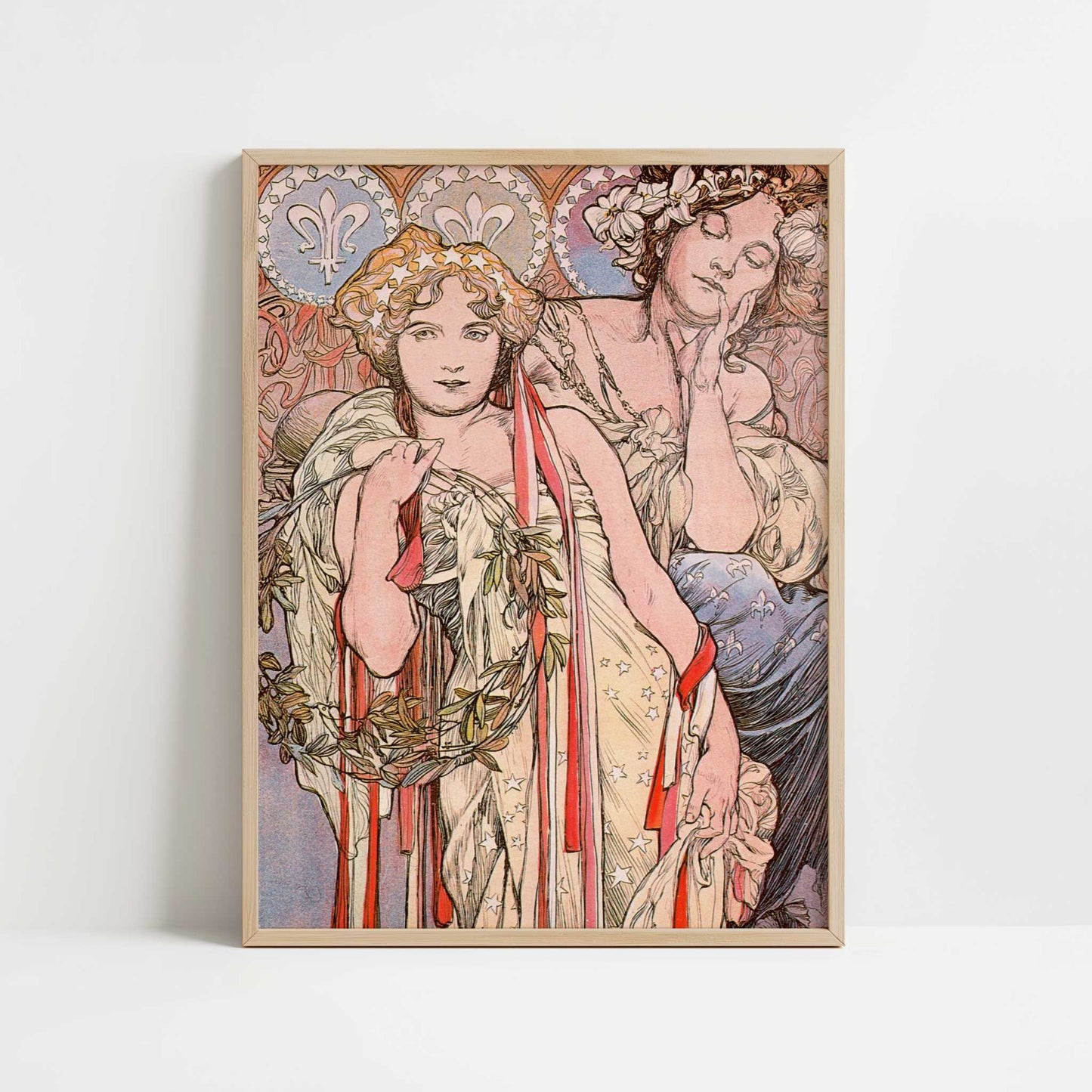 New York Daily News (1904) by Alphonse Mucha – Art Print - Art print in oak frame