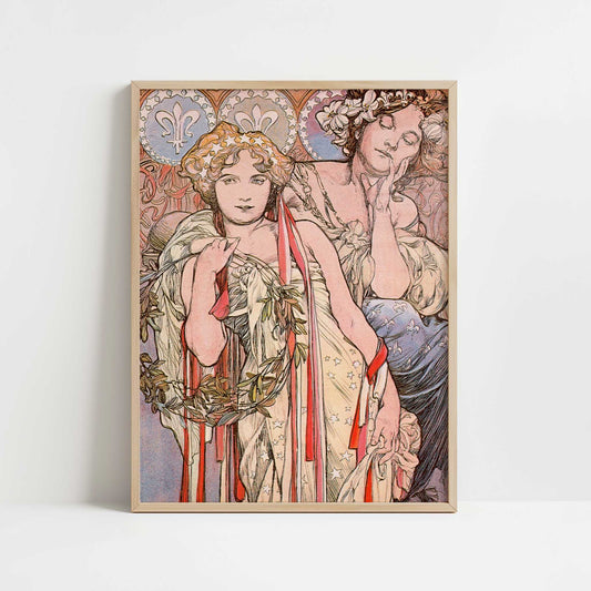 New York Daily News (1904) by Alphonse Mucha – Art Print - Art print in oak frame