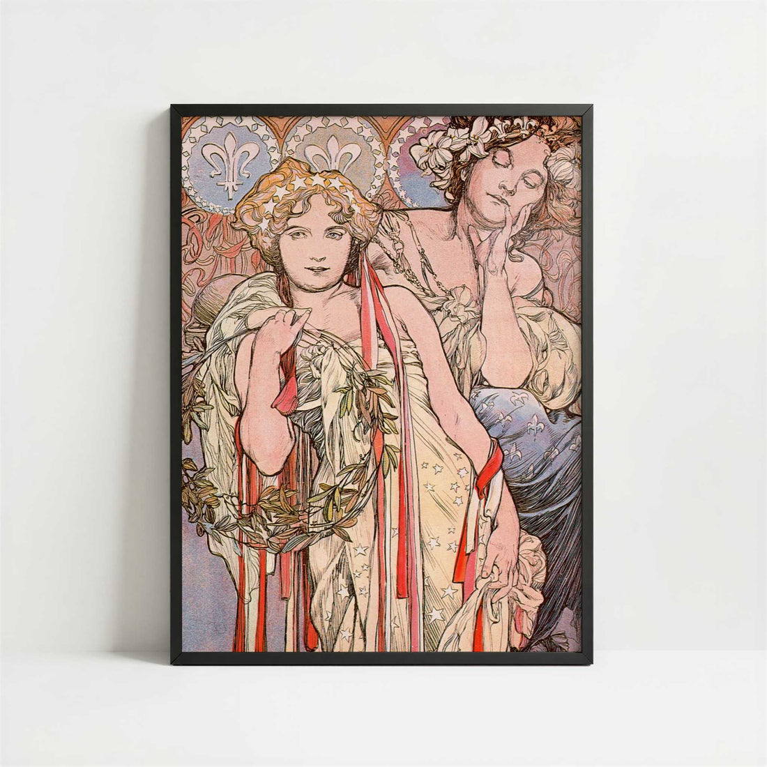 New York Daily News (1904) by Alphonse Mucha – Art Print - Art print in black frame