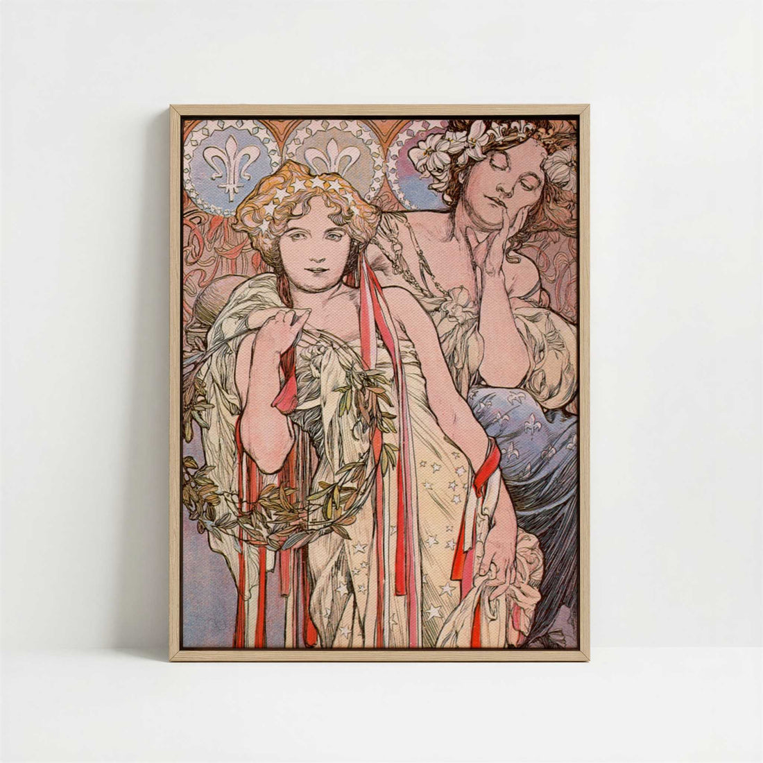 Framed Canvas - Framed canvas in oak color frame