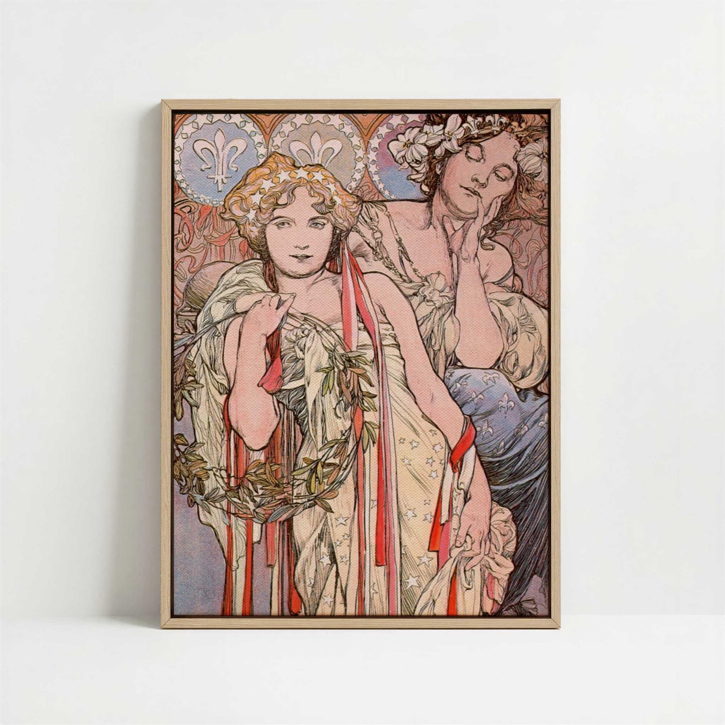 Framed Canvas - Framed canvas in oak color frame