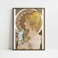 Pen (1897) by Alphonse Mucha – Art Print - Art print in dark wood frame