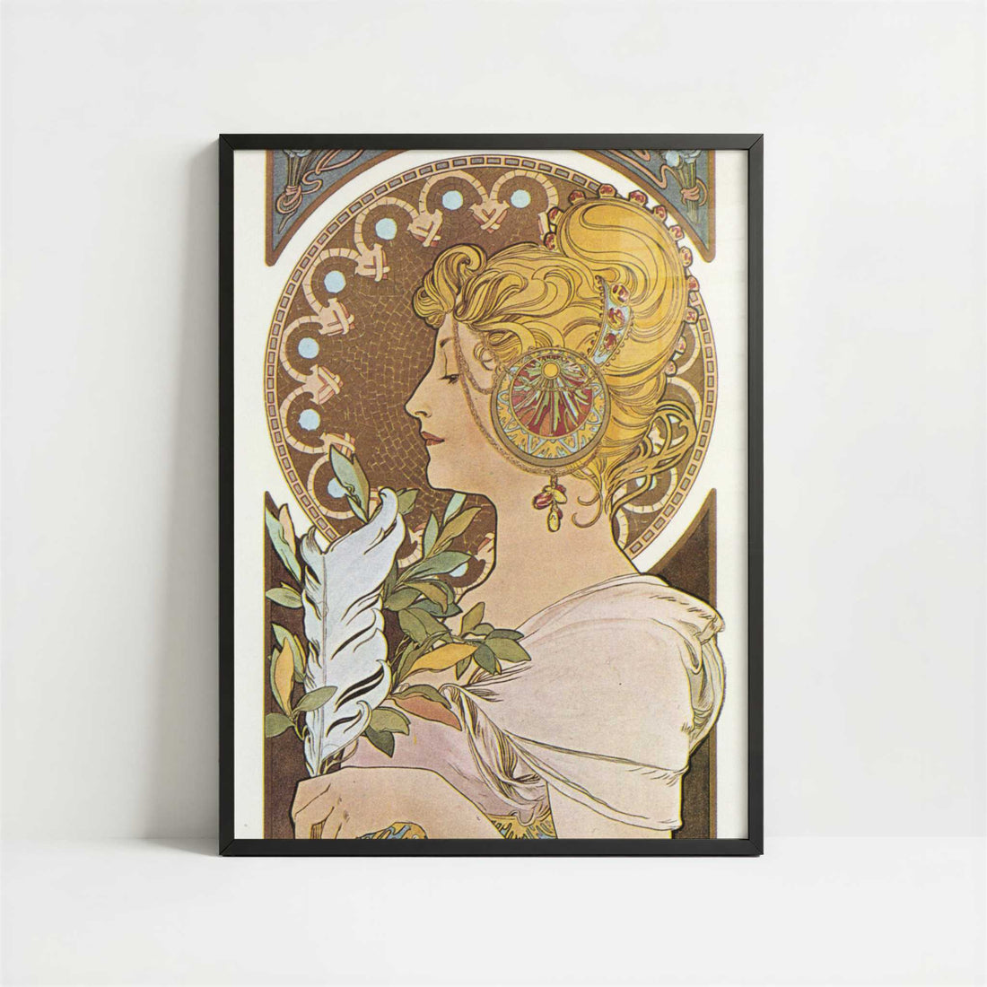 Pen (1897) by Alphonse Mucha – Art Print - Art print in black frame