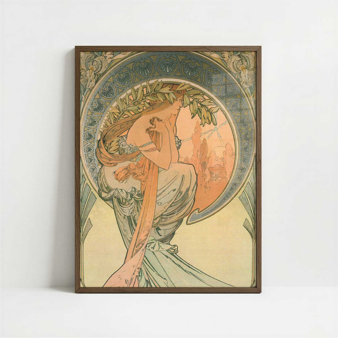 Poetry (1898) by Alphonse Mucha – Art Print - Art print in dark wood frame