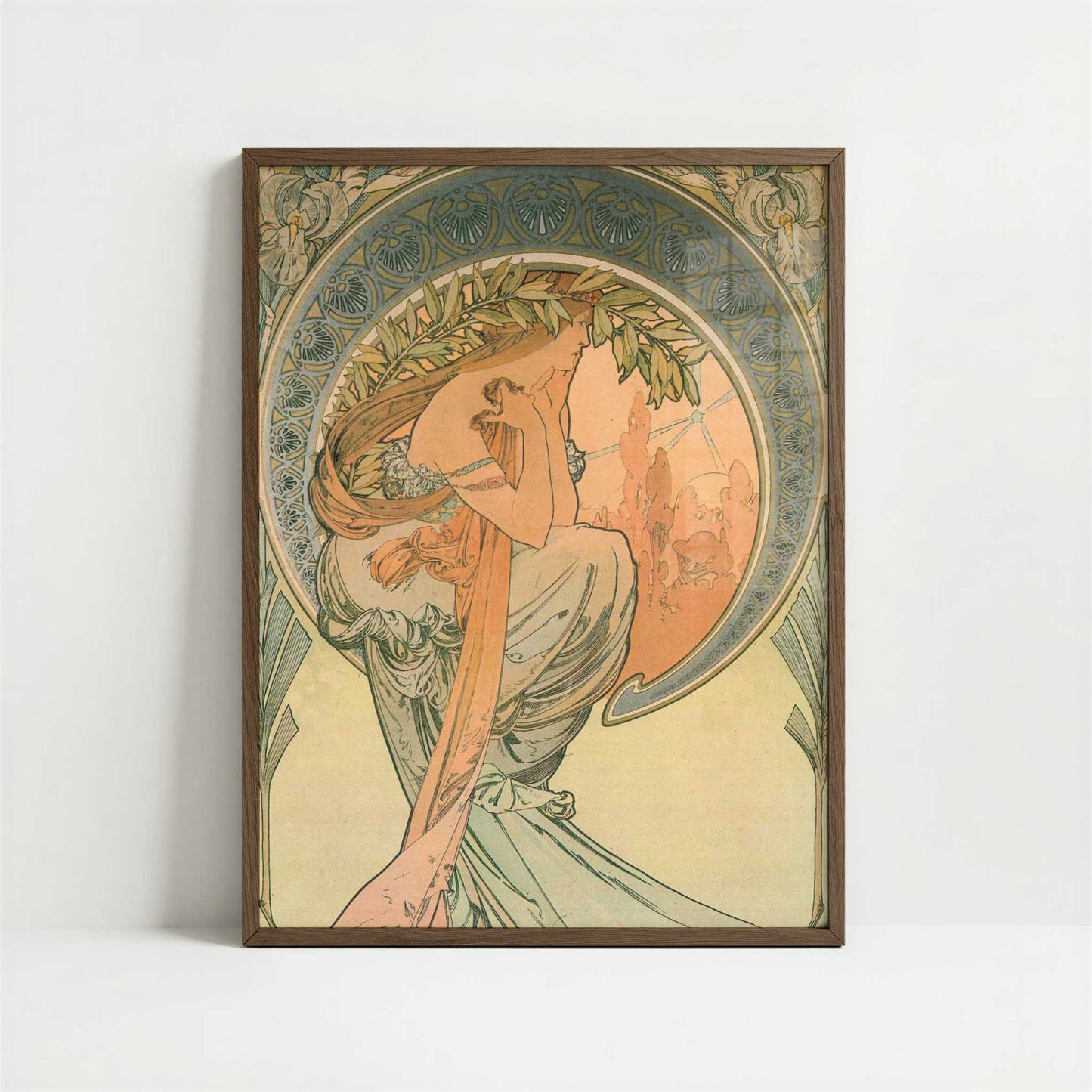 Poetry (1898) by Alphonse Mucha – Art Print - Art print in dark wood frame