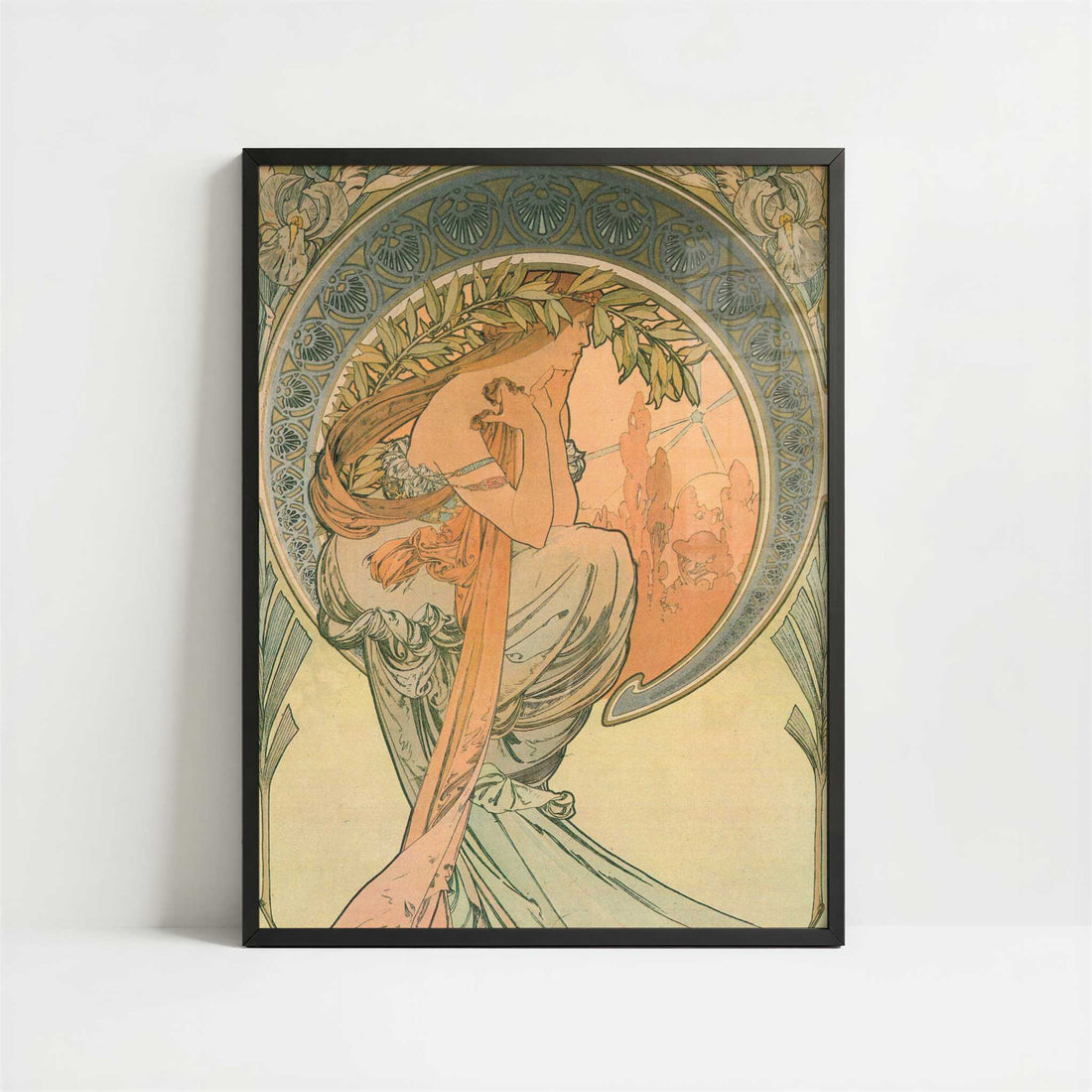 Poetry (1898) by Alphonse Mucha – Art Print - Art print in black frame