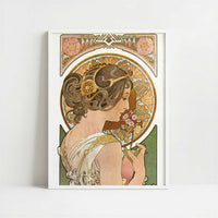 Primrose (1899) by Alphonse Mucha – Art Print - Art print in white frame