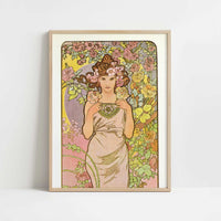 Rose (1897) by Alphonse Mucha – Art Print - Art print in oak frame
