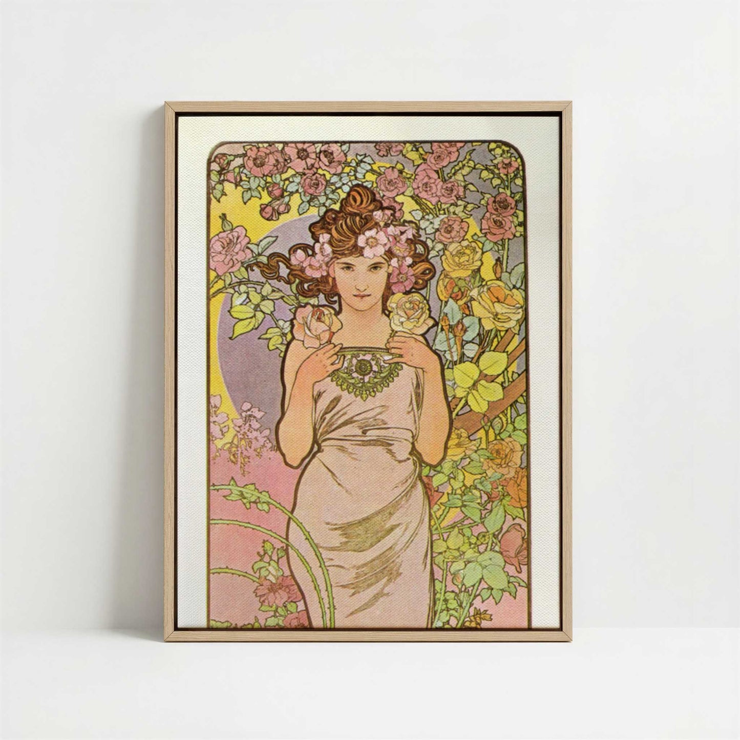 Framed Canvas - Framed canvas in oak color frame