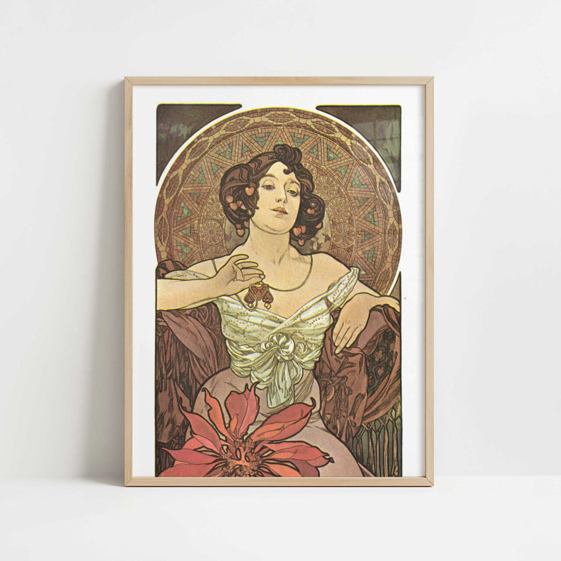 Ruby (1900) by Alphonse Mucha – Art Print - Art print in oak frame