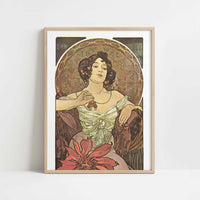 Ruby (1900) by Alphonse Mucha – Art Print - Art print in oak frame