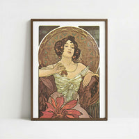 Ruby (1900) by Alphonse Mucha – Art Print - Art print in dark wood frame