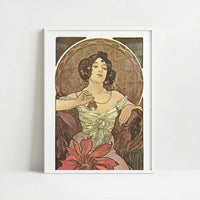 Ruby (1900) by Alphonse Mucha – Art Print - Art print in white frame