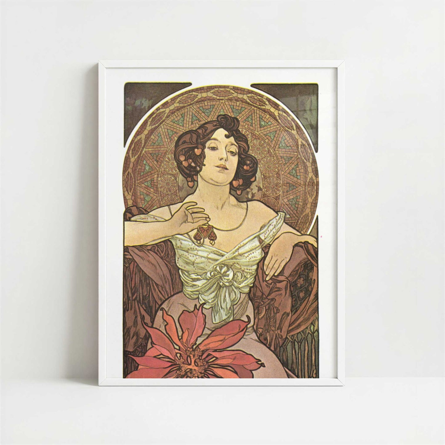 Ruby (1900) by Alphonse Mucha – Art Print - Art print in white frame