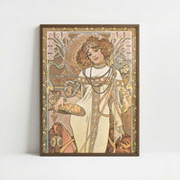 Seasons, Autumn (c.1900) by Alphonse Mucha – Art Print - Art print in dark wood frame