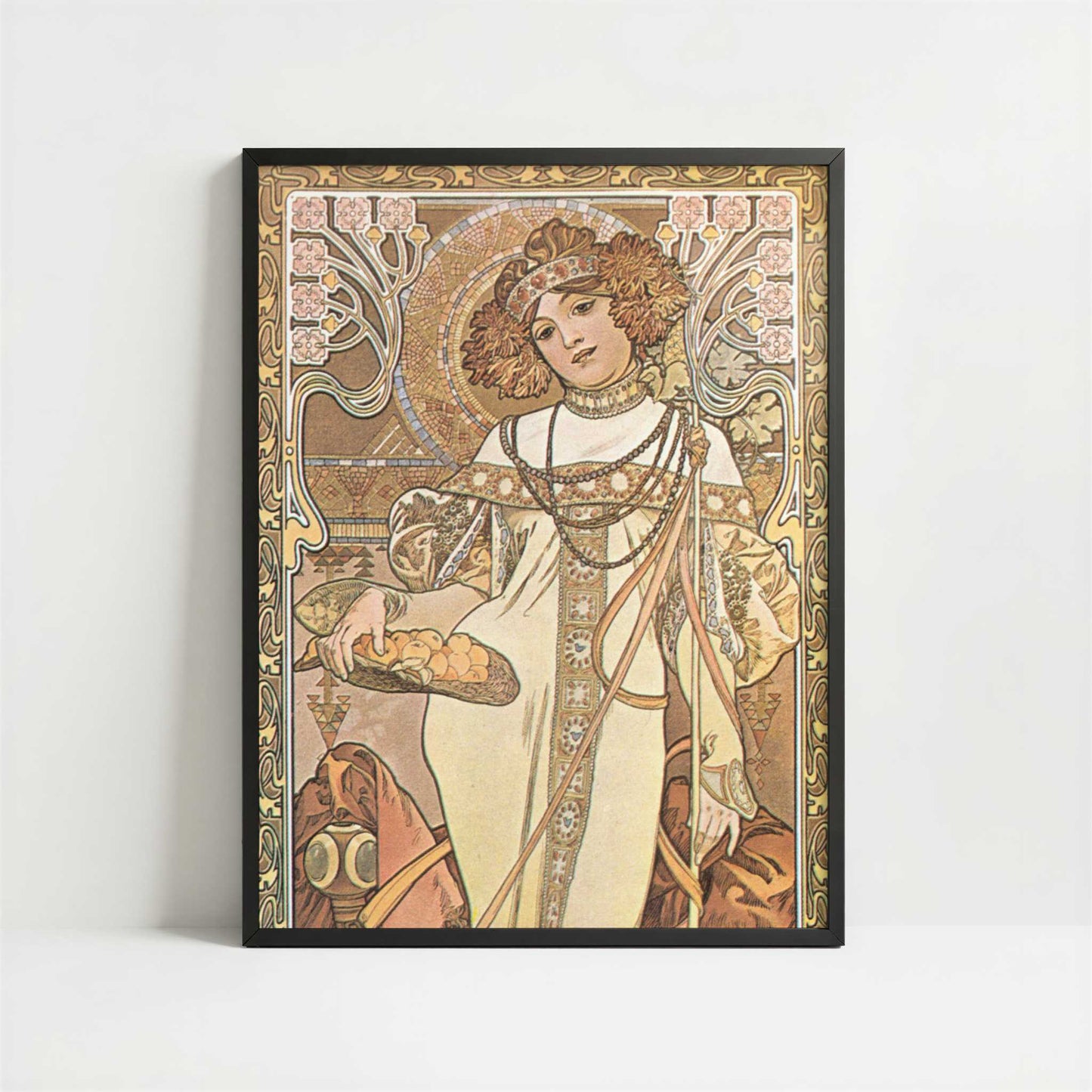 Seasons, Autumn (c.1900) by Alphonse Mucha – Art Print - Art print in black frame