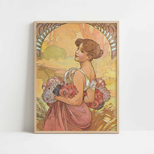 Seasons, Summer (c.1900) by Alphonse Mucha – Art Print - Art print in oak frame