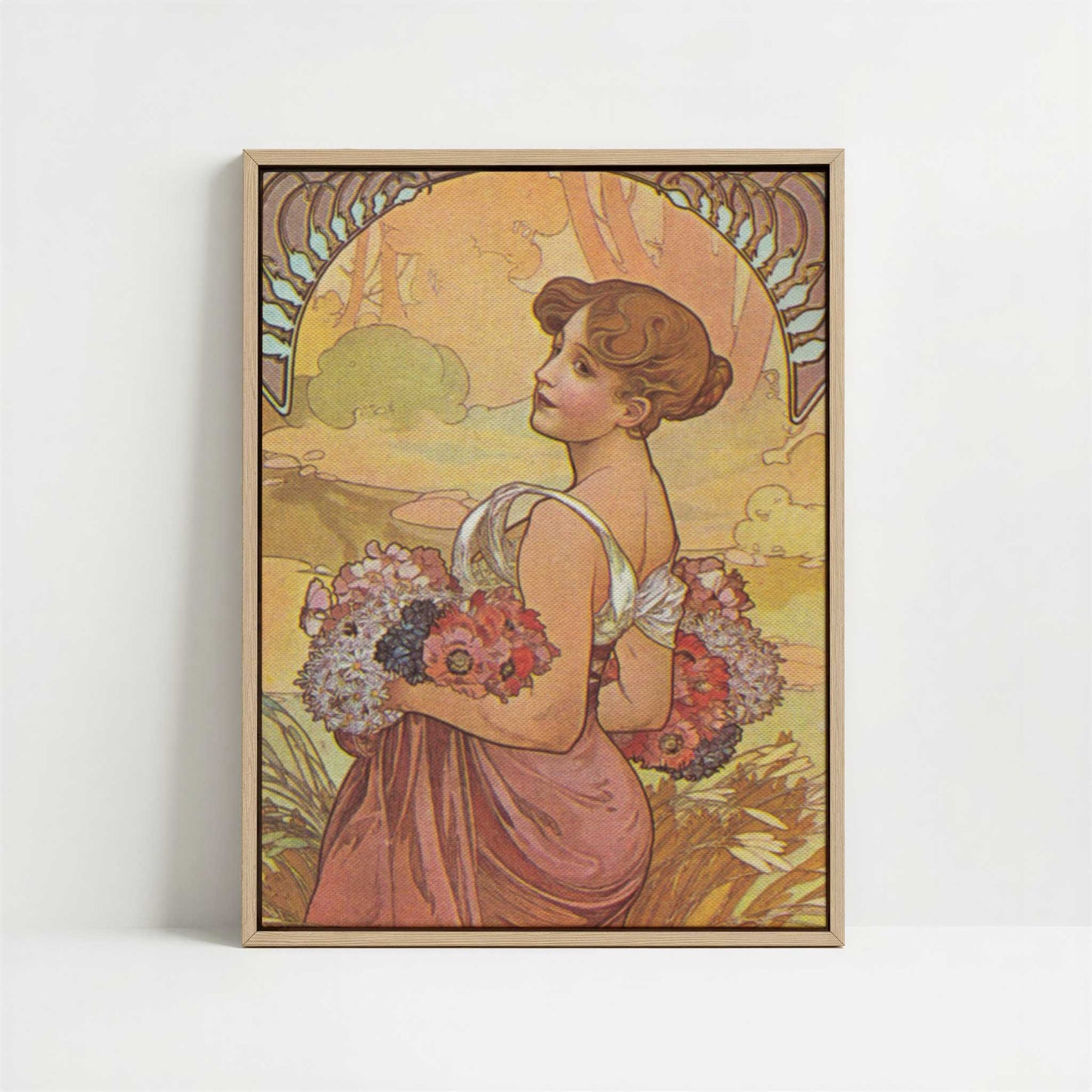 Framed Canvas - Framed canvas in oak color frame