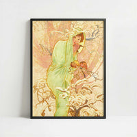 Seasons, Winter (1896) by Alphonse Mucha – Art Print - Art print in black frame