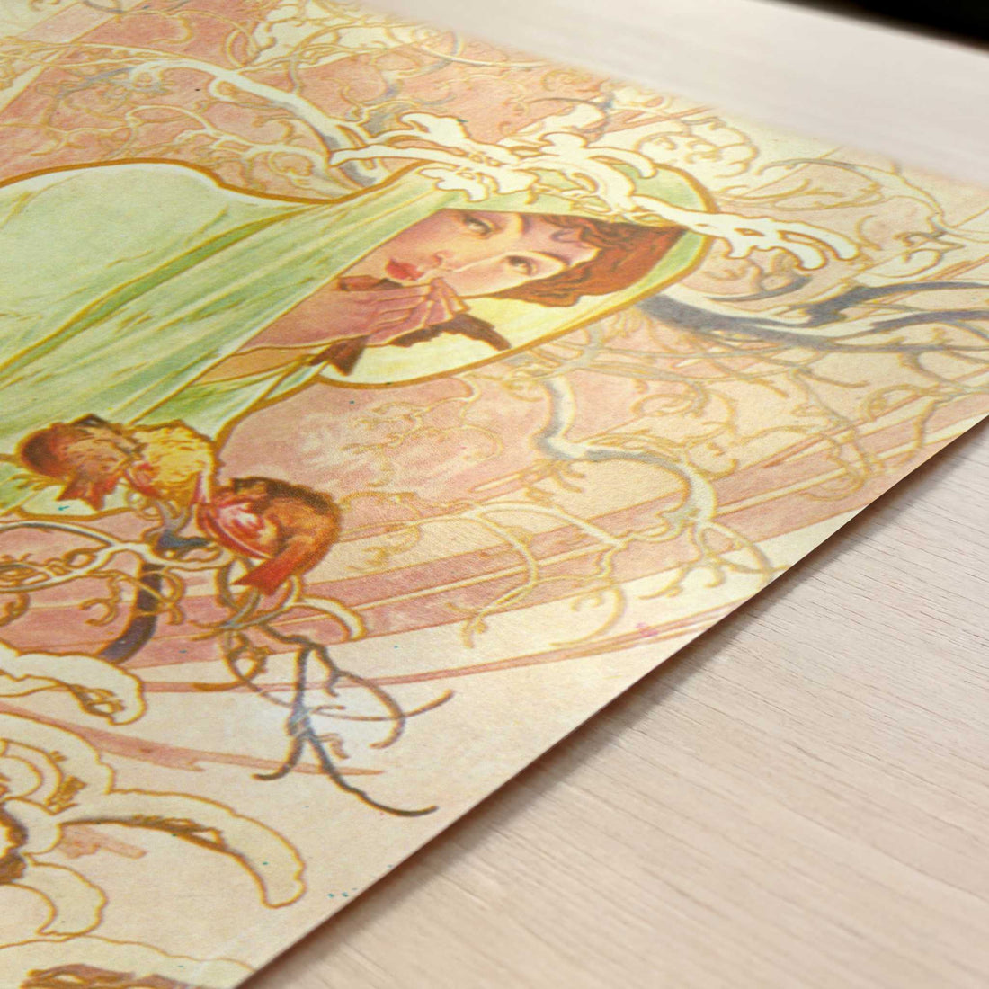 Seasons, Winter (1896) by Alphonse Mucha – Art Print - Close-up detail of the art print