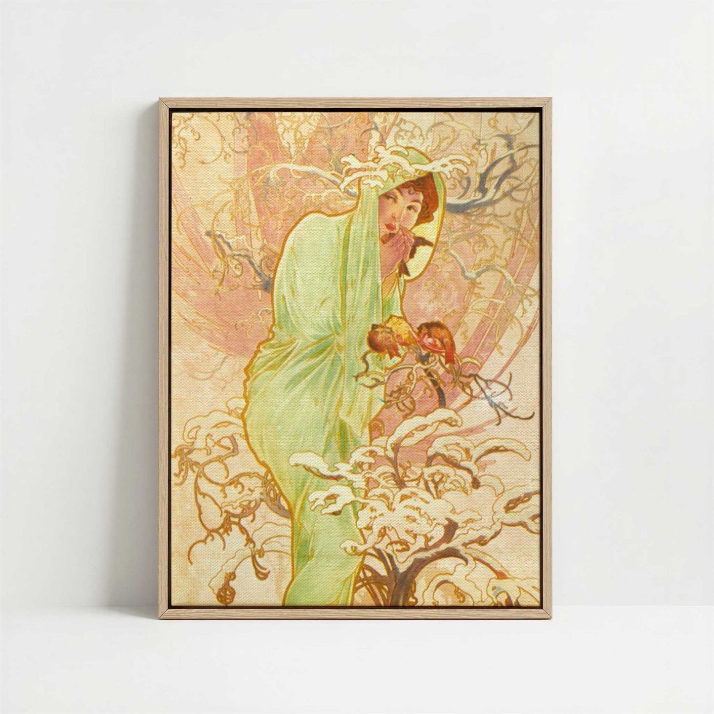 Framed Canvas - Framed canvas in oak color frame