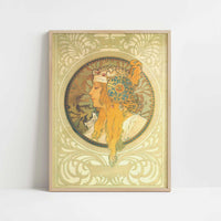 The Blonde (1897) by Alphonse Mucha – Art Print - Art print in oak frame